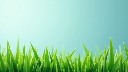 Fototapeta premium tightly cropped freshly cut green grass blades rotating air soft blue gradient
