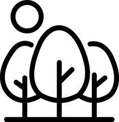 Trees and sun simple outline icon