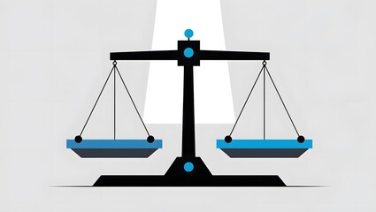 Modern Justice Scale Icon - Sleek Blue and Black Design for Law and Equality Concepts