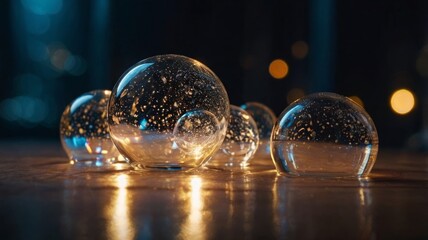 Light refraction effects with scattered particles creating a dreamy glow.