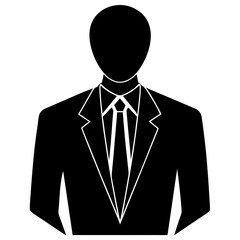 Man in suit and tie formal wear silhouette vector illustration