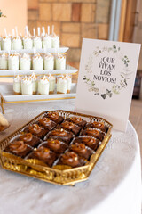 An Elegant and Inviting Dessert Display at a Beautiful Wedding Celebration Event