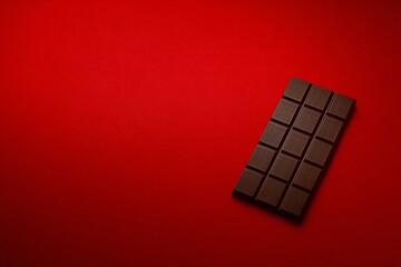 Dark chocolate temptation on red background