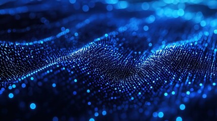 Blue digital binary data on computer screen background