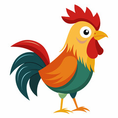 Rooster Vector Illustration – Farm Animal on White Background

