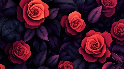 Obraz premium Abstract floral in seamless pattern background. Colorful flowers, flower petals, blooms, roses on wallpaper. Blossom fabric pattern with watercolor texture for banner, prints, packaging. illustration