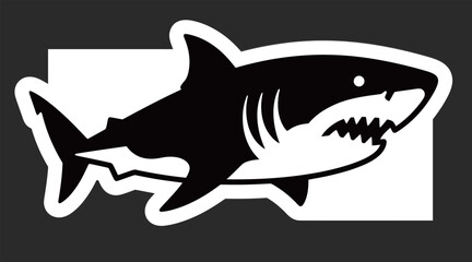 Obraz premium Bold black and white shark silhouette on a contrasting background.
