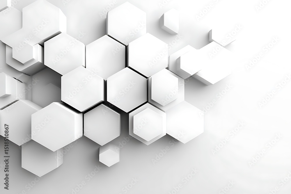 Wall mural white geometric hexagonal pattern abstract background