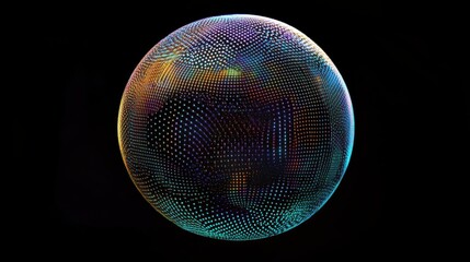 Creative 3d rendering sphere made of neon dots. Global network connection. Globe Grid. Worldwide communication. Futuristic earth globe. Science, technology and illustration on dark backdrop illustrat