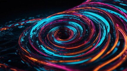 Abstract neon vortex with pulsating wave