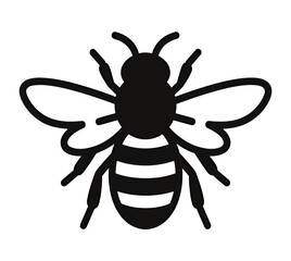 Obraz premium Stylized black and white illustration of a bee, highlighting its wings and stripes.
