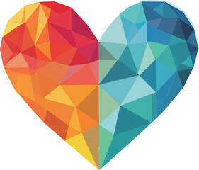 Colorful geometric heart design showcasing a vibrant gradient pattern.