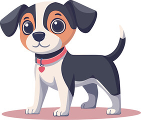 Fototapeta premium Cute cartoon beagle puppy with big eyes, lively expression, and playful stance.