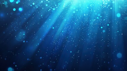 Vibrant blue light rays and glowing particles create mesmerizing abstract background, evoking sense of depth and tranquility. Perfect for digital art and design