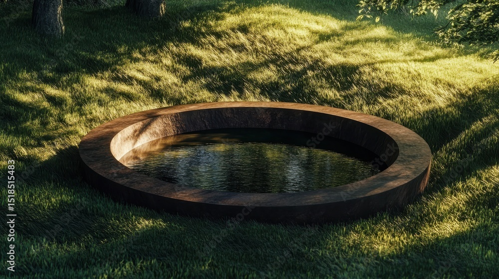 Poster the round surface appears partially illuminated, casting long shadows across the landscape