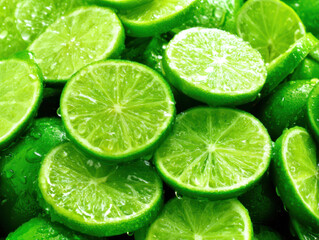 A solid background filled with wet juicy lime slices