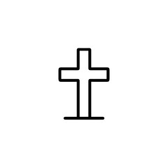 Obraz premium Simple outline cross icon in black on white background 
