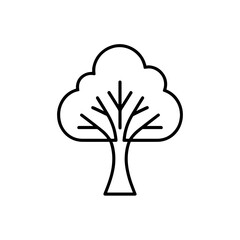 Outline of a tree with branches and leaves as a nature icon  
