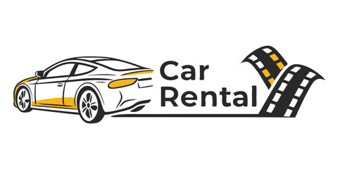 Naklejka premium Car Rental Service Creative Logo Design Template With Fast Drive Concept