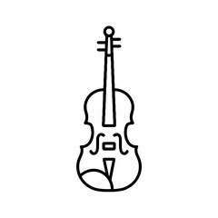 Line art illustration of a violin in minimalist style