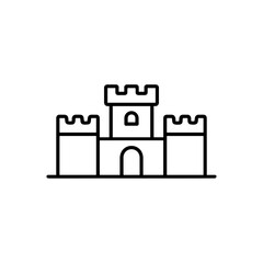 Simple line icon of a castle with towers and entrance  