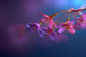 Cherry blossom before a blue background