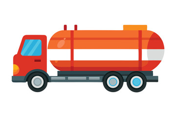 Fototapeta premium Cartoon Red Tanker Truck Isolated Vector Illustration On White Background