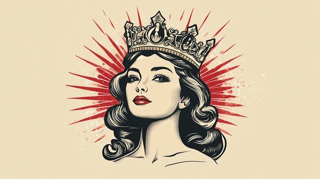 girl glory slogan with vintage crown illustration illustration , no logos, no brands