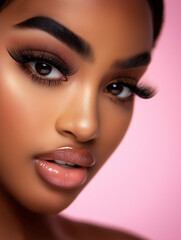 Close-Up of Wispy Mega Volume Lash Extensions on Model, Fluffy Eyelashes, Brown Eyes, Glam Eye Makeup, Lash Tech Client Photo, Natural Looking Lash Set


