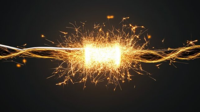 Electric cord with electricity sparkls as symbol of power illustration , no logos, no brands