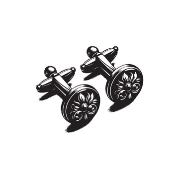 black cufflinks with floral design clip art preview