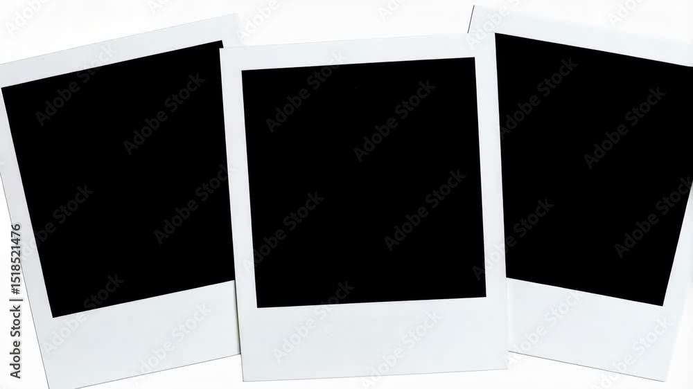 Poster three blank instant photo frames arranged on a white surface for customizable image insertion and no