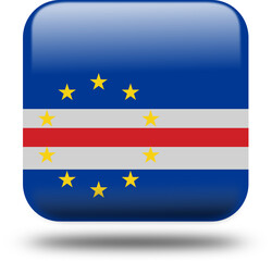 cape varde Flag – 3D Square Icon Style with Drop Shadow, High Resolution PNG