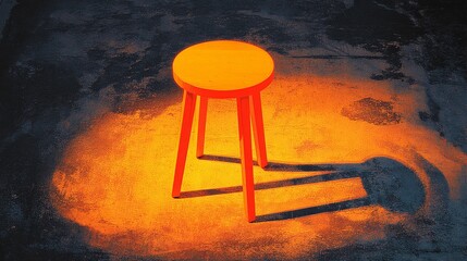 Minimal scene with a single stool, emphasizing structure, function, and visual silence for contemporary creative use.