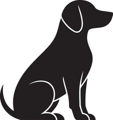 Obraz premium Vector black silhouette of a dog isolated on a white background.