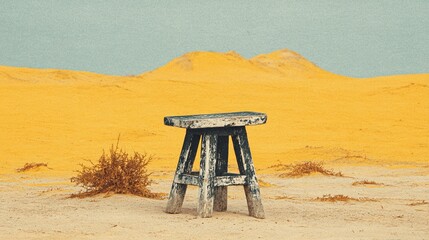 Minimal scene with a single stool, emphasizing structure, function, and visual silence for contemporary creative use.