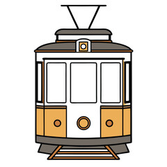 Front View Of A Classic Tram Transportation Icon Illustration Vector