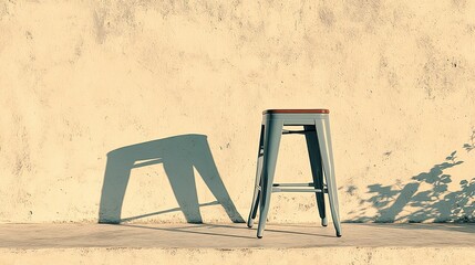 Minimal scene with a single stool, emphasizing structure, function, and visual silence for contemporary creative use.