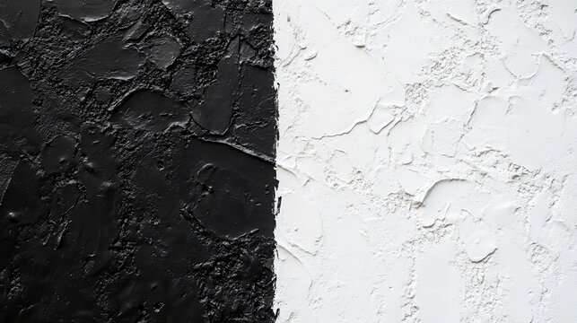 High-contrast texture of a black-white painted concrete wall.