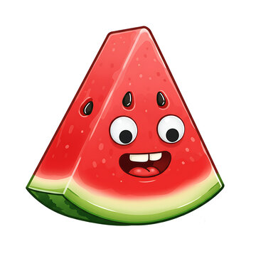 recommend clip art: Cartoon watermelon slice with a happy face
                    