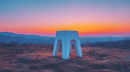 Minimal scene with a single stool, emphasizing structure, function, and visual silence for contemporary creative use.