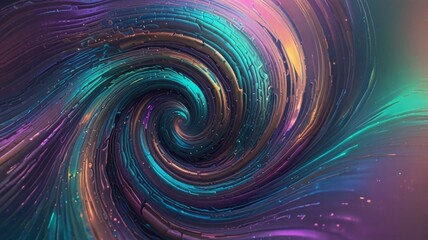 Holographic vortex with metallic reflections and soft iridescent hues.