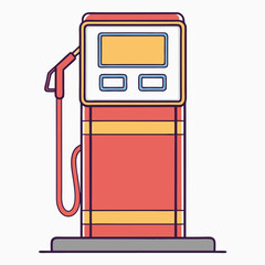 Retro Gas Pump Illustration Fuel Dispenser Petrol Station Flat Vector Design