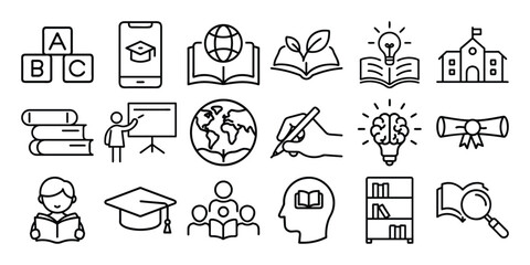 International Literacy Day Line Icons Set