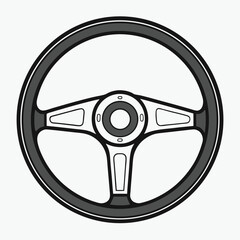 Steering Wheel Icon Vector Illustration Isolated On White Background Car Part Concept