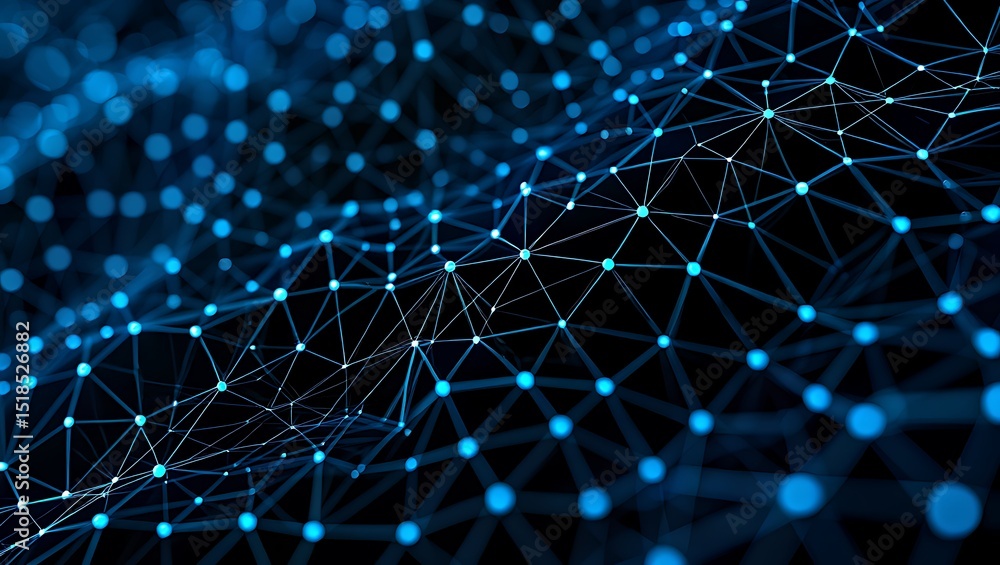 Poster abstract network connections digital nodes and lines intertwined