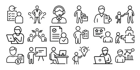 Business People Line Icons Set