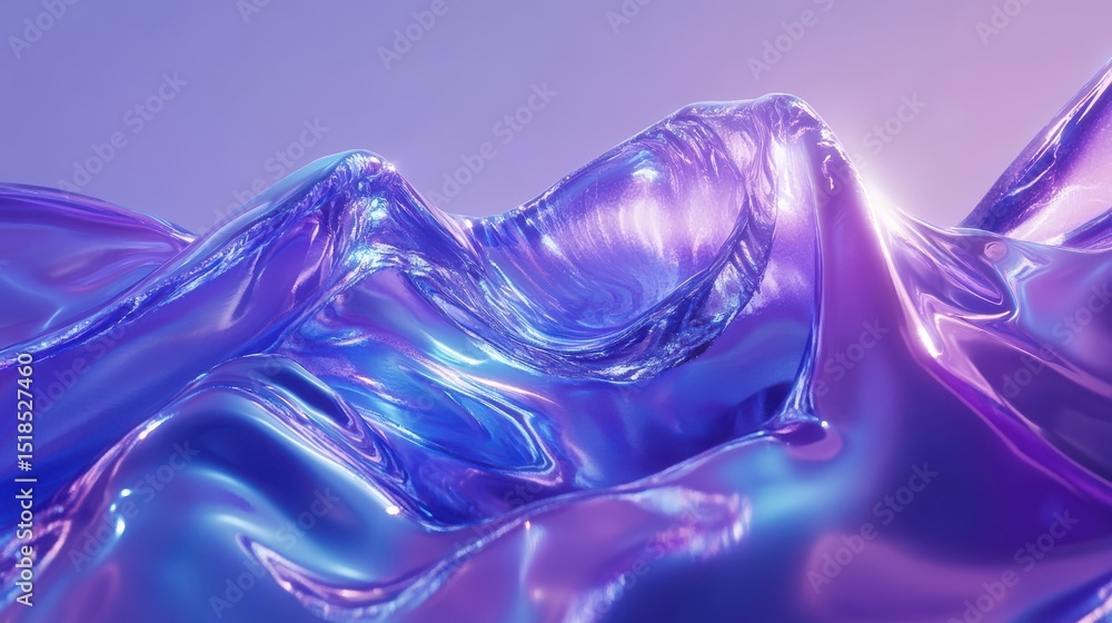 Poster abstract violet blue gradient background with liquid style waves. abstract background 3d shiny plast