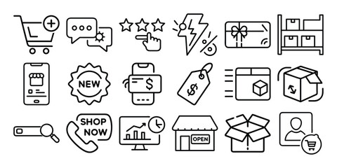 Shopping and  E-commerce Line Icons Set