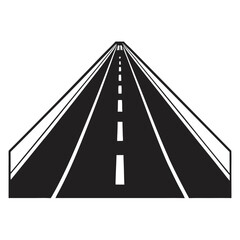 Vector Graphic Illustration Of A Road Perspective With Dashed Lines On Black